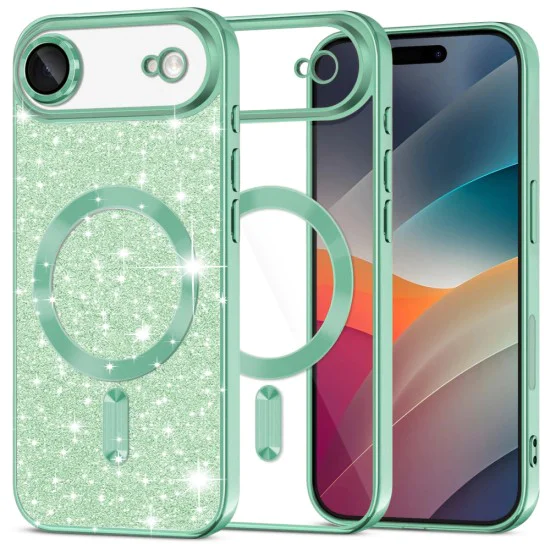 Калъф за iPhone 17 Air - Techsuit - Luxury Glitter MagSafe - Светло Зелен