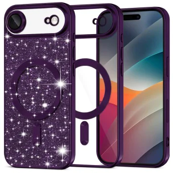 Калъф за iPhone 17 Air - Techsuit - Luxury Glitter MagSafe - Тъмно Лилав