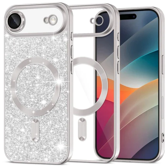 Калъф за iPhone 17 Air - Techsuit - Luxury Glitter MagSafe - Сребрист