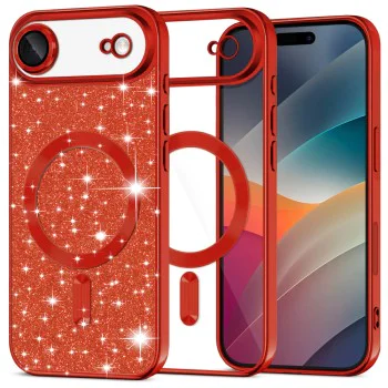 Калъф за iPhone 17 Air - Techsuit - Luxury Glitter MagSafe - Червен