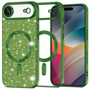 Калъф за iPhone 17 Air - Techsuit - Luxury Glitter MagSafe - Тъмно Зелен