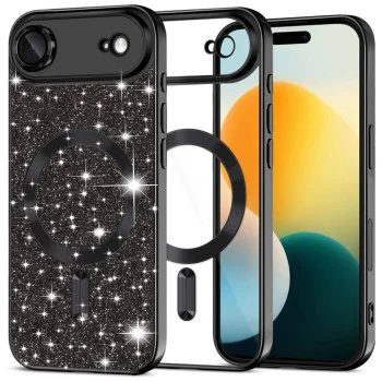 Калъф за iPhone 17 Air - Techsuit - Luxury Glitter MagSafe - Черен