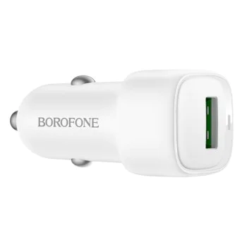 Зарядно за автомобил – Borofone (BZ34) – USB, Single Port, 18W QC/FCP/AFC – Бял