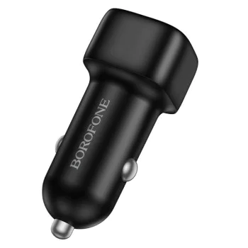 Зарядно за автомобил – Borofone (BZ34B) – USB-C + USB-A, PD20W, QC3.0, Dual Port, 38W – Черен