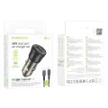 Зарядно за автомобил – Borofone (BZ25 Journey) – включен Type-C кабел, Dual Port USB-C + USB, 38W, 12–24V – Черен/Прозрачен