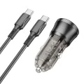 Зарядно за автомобил – Borofone (BZ25 Journey) – включен Type-C кабел, Dual Port USB-C + USB, 38W, 12–24V – Черен/Прозрачен