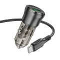 Зарядно за автомобил – Borofone (BZ25 Journey) – включен Type-C кабел, Dual Port USB-C + USB, 38W, 12–24V – Черен/Прозрачен
