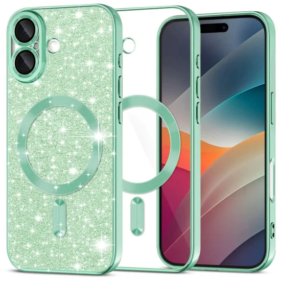 Калъф за iPhone 17 - Techsuit - Luxury Glitter MagSafe - Светло Зелен