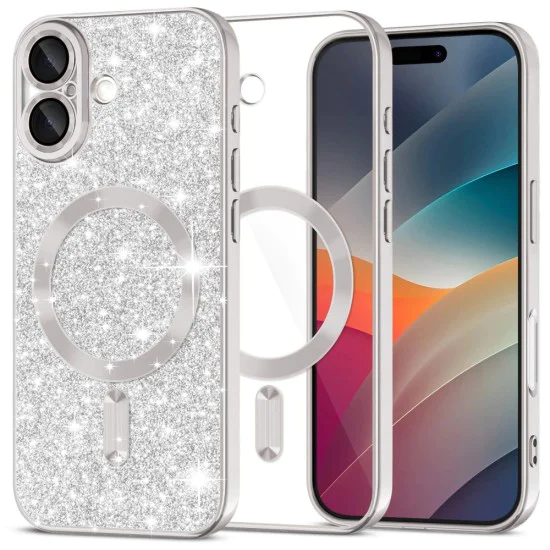 Калъф за iPhone 17 - Techsuit - Luxury Glitter MagSafe - Сребрист