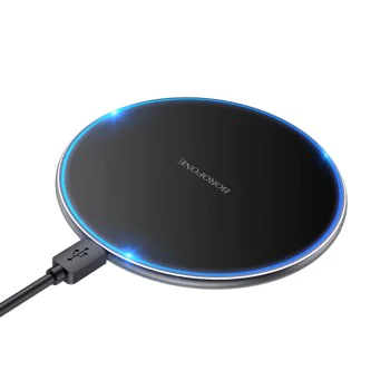 Безжично зарядно – Borofone (BQ3 Pro) – включен Type-C кабел, 15W, алуминий – Черен