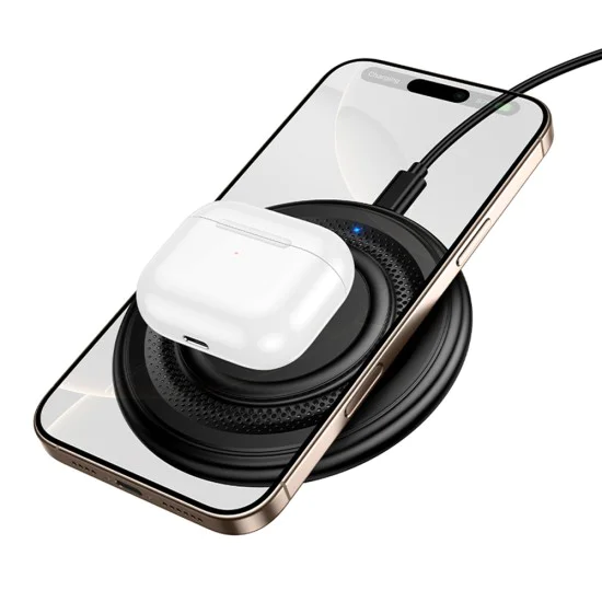 Безжично зарядно – Borofone (BQ40 Crown) – включен Type-C кабел, 15W – Черен