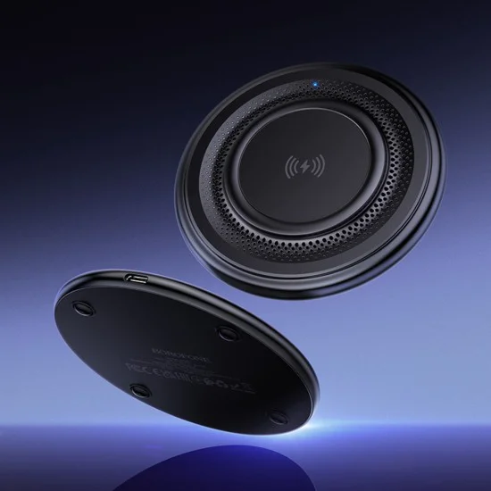 Безжично зарядно – Borofone (BQ40 Crown) – включен Type-C кабел, 15W – Черен