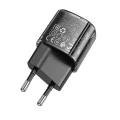 Зарядно за стена – Borofone (BN17 Sunlight) – USB-C + USB-A, PD20W QC3.0 – Прозрачно/Черен