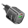 Зарядно за стена – Borofone (BN17 Sunlight) – USB-C + USB-A, PD20W QC3.0 – Прозрачно/Черен