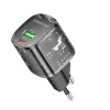 Зарядно за стена – Borofone (BN17 Sunlight) – USB-C + USB-A, PD20W QC3.0 – Прозрачно/Черен
