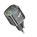Зарядно за стена – Borofone (BN17 Sunlight) – USB-C + USB-A, PD20W QC3.0 – Прозрачно/Черен