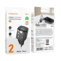 Зарядно за стена – Borofone (BN17 Sunlight) – USB-C + USB-A, PD20W QC3.0 – Прозрачно/Черен