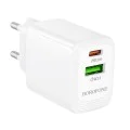 Зарядно за стена – Borofone (BN27 Fuente) – USB + USB-C, PD20W QC3.0 GaN – Бял