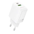 Зарядно за стена – Borofone (BN27 Fuente) – USB + USB-C, PD20W QC3.0 GaN – Бял