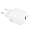 Зарядно за стена – Borofone (BN27 Fuente) – USB + USB-C, PD20W QC3.0 GaN – Бял
