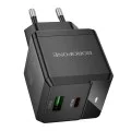 Зарядно за стена – Borofone (BN19 Intenso) – USB + Type-C, PD20W QC3.0 – Черен