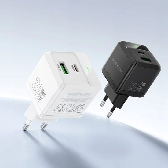 Зарядно за стена – Borofone (BN19 Intenso) – USB + Type-C, PD20W QC3.0 – Черен