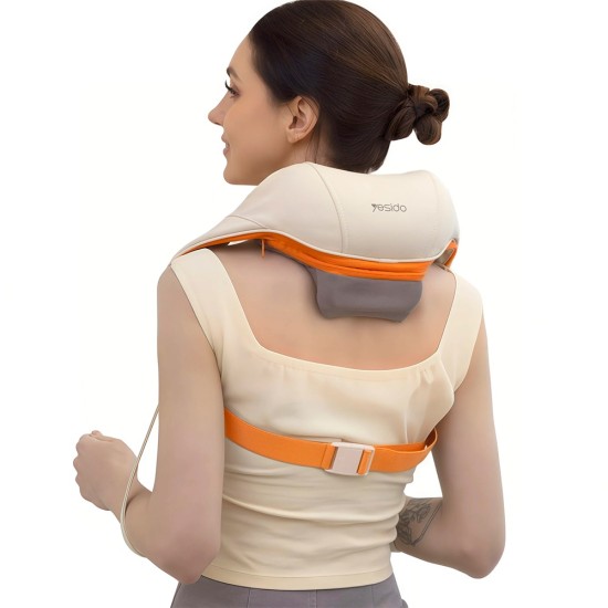 Масажор за врат – Yesido Neck Massager (MG16) – 3 режима, топлинна терапия, шиацу, 2000mAh – Бежов