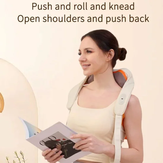 Масажор за врат – Yesido Neck Massager (MG16) – 3 режима, топлинна терапия, шиацу, 2000mAh – Бежов