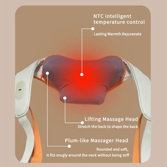 Масажор за врат – Yesido Neck Massager (MG16) – 3 режима, топлинна терапия, шиацу, 2000mAh – Бежов