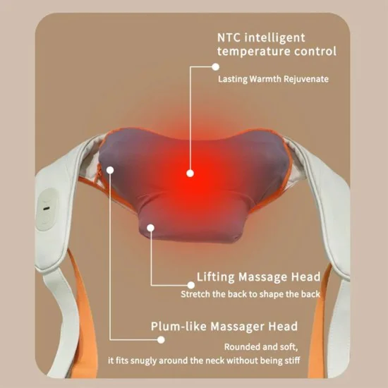 Масажор за врат – Yesido Neck Massager (MG16) – 3 режима, топлинна терапия, шиацу, 2000mAh – Бежов