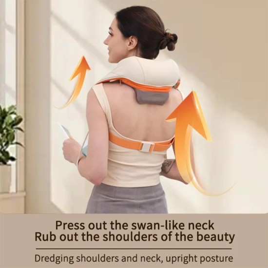 Масажор за врат – Yesido Neck Massager (MG16) – 3 режима, топлинна терапия, шиацу, 2000mAh – Бежов