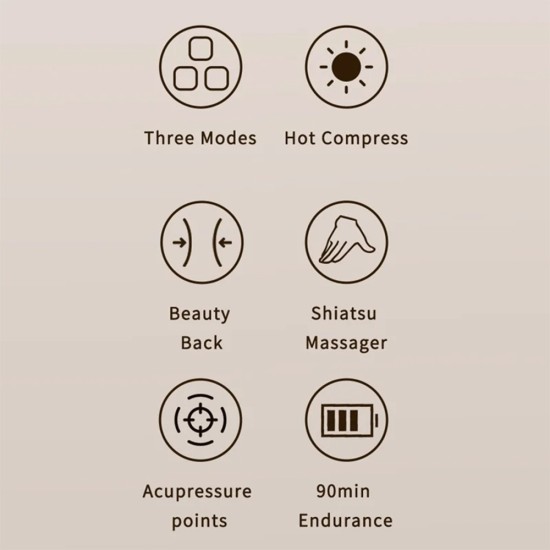 Масажор за врат – Yesido Neck Massager (MG16) – 3 режима, топлинна терапия, шиацу, 2000mAh – Бежов