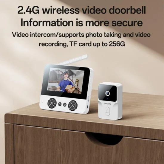Видео домофон – Yesido Wireless Video Intercom Doorbell (KM27) – 2.4G, 2K HD, 1000mAh, 4.3 екран – Бял