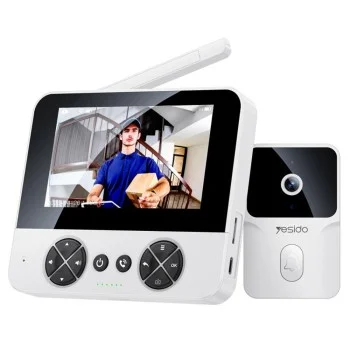 Видео домофон – Yesido Wireless Video Intercom Doorbell (KM27) – 2.4G, 2K HD, 1000mAh, 4.3" екран – Бял