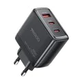 Зарядно за стена – Yesido Wall Charger (YC144) – 2× Type-C + USB-A, GaN, 65W, Fast Charge – Черно