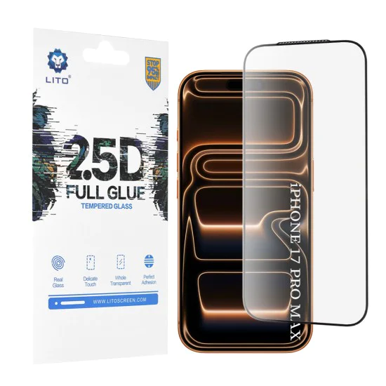 Протектор за iPhone 17 Pro Max - Lito - 2.5D FullGlue Glass - Черен
