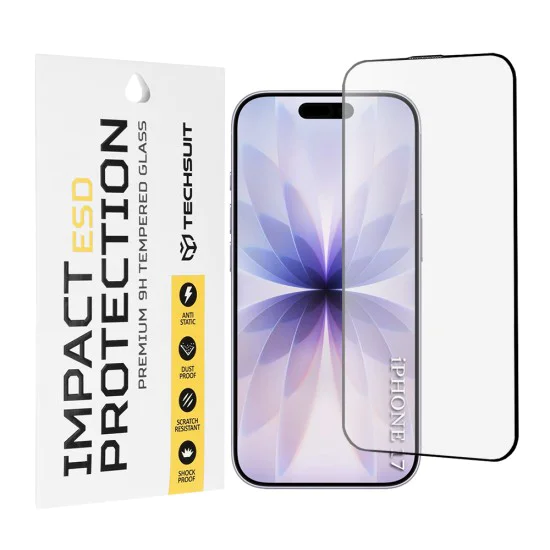 Протектор за iPhone 17 - ESD стъкло - черен