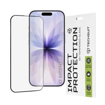 Протектор за iPhone 17 / iPhone 16 Pro - Techsuit - 111D Пълно покритие / Пълно лепило със стъкло - Черен