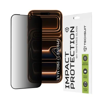 Протектор за iPhone 17 Pro Max - Techsuit - 111D Privacy Full Glue - Черен