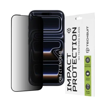 Протектор за iPhone 17 Pro - Techsuit - 111D Privacy Full Glue - Черен