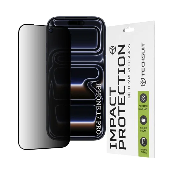 Протектор за iPhone 17 Pro - Techsuit - 111D Privacy Full Glue - Черен
