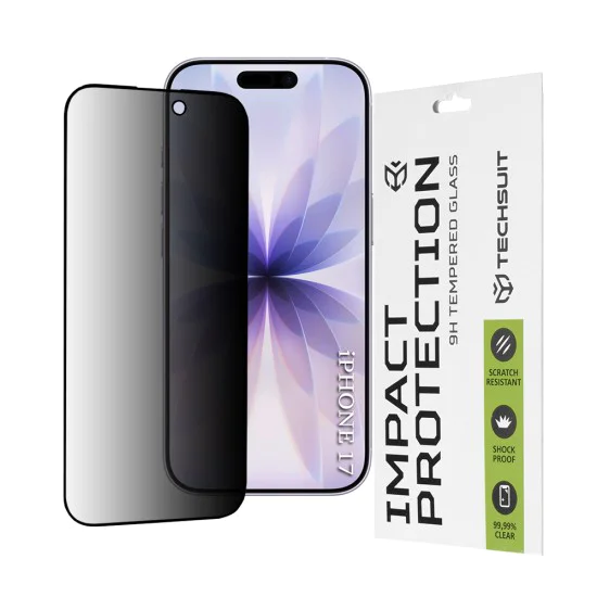 Протектор за iPhone 17 - Techsuit - 111D Privacy Full Glue - Черен