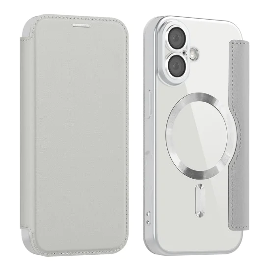 Калъф за iPhone 17 - Techsuit - SmartMag Book Case - Сив