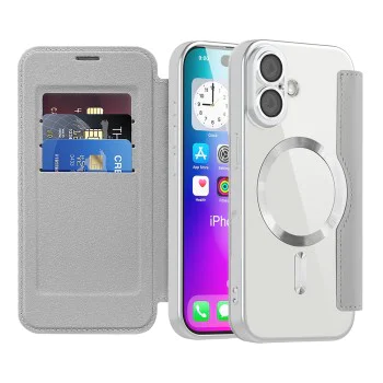 Калъф за iPhone 17 - Techsuit - SmartMag Book Case - Сив