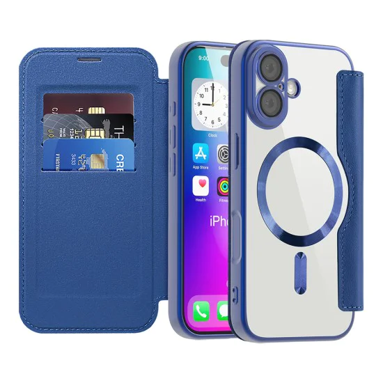 Калъф за iPhone 17 - Techsuit - SmartMag Book Case - Син