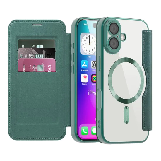Калъф за iPhone 17 - Techsuit - SmartMag Book Case - Зелен