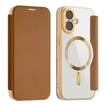 Калъф за iPhone 17 - Techsuit - SmartMag Book Case - Кафяв