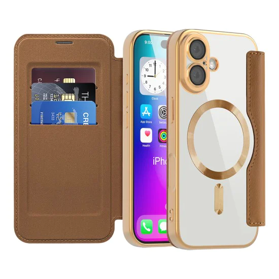 Калъф за iPhone 17 - Techsuit - SmartMag Book Case - Кафяв