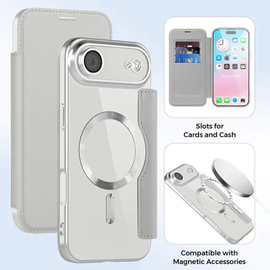 Калъф за iPhone 17 Air - Techsuit - SmartMag Book Case - Сив