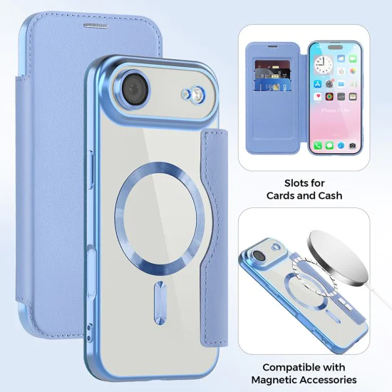Калъф за iPhone 17 Air - Techsuit - SmartMag Book Case - Светло Син